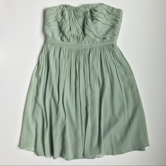 JCrew Silk Chiffon Strapless Dress in Dusty Shale - Picture 2 of 7